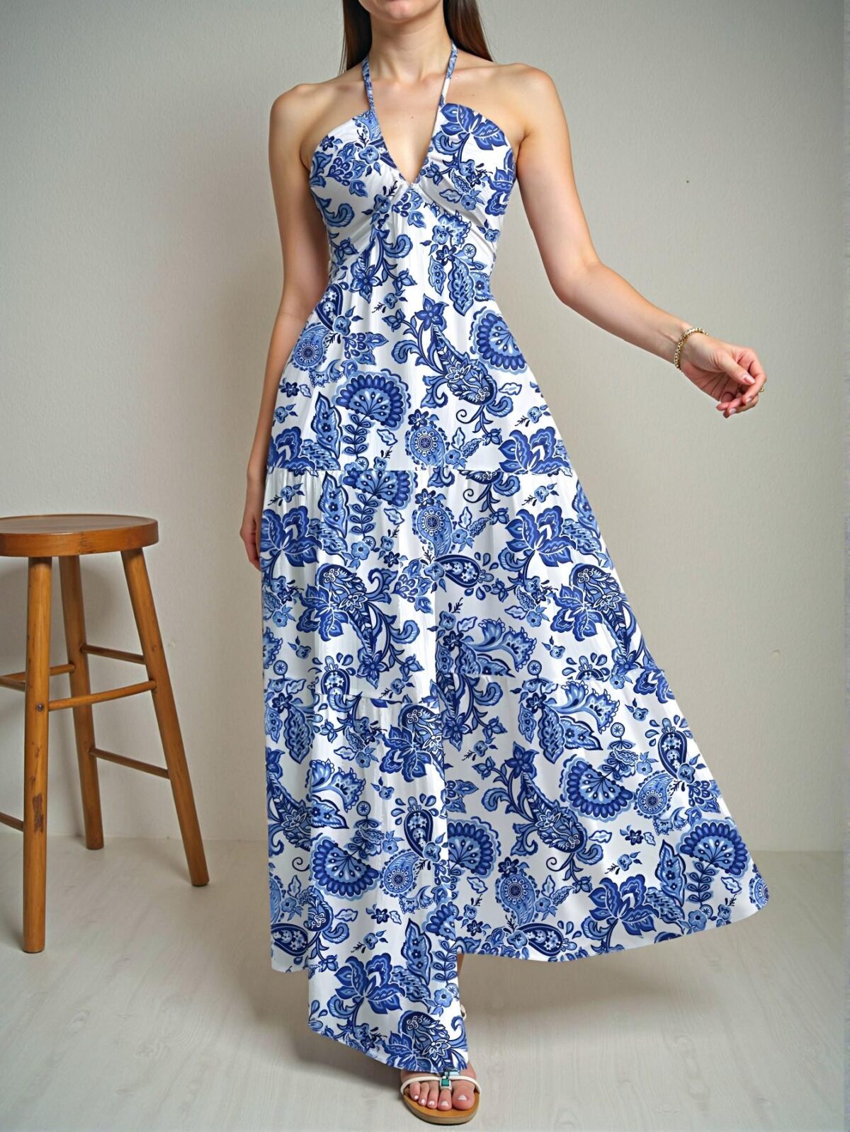 Elegant Blue Oversized Bohemian Print Casual Dress Perfect for Summer, Beach Getaways, Spring Break, Music Festivals, and Graduation Celebrations "Chic, Classy and Trendy Fashion Style to Dress to Impress" - Image 2