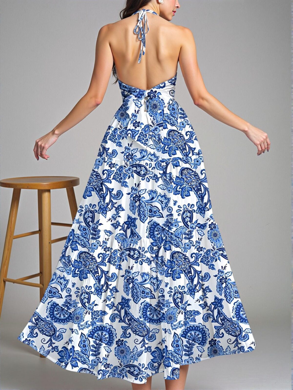 Elegant Blue Oversized Bohemian Print Casual Dress Perfect for Summer, Beach Getaways, Spring Break, Music Festivals, and Graduation Celebrations "Chic, Classy and Trendy Fashion Style to Dress to Impress" - Image 3