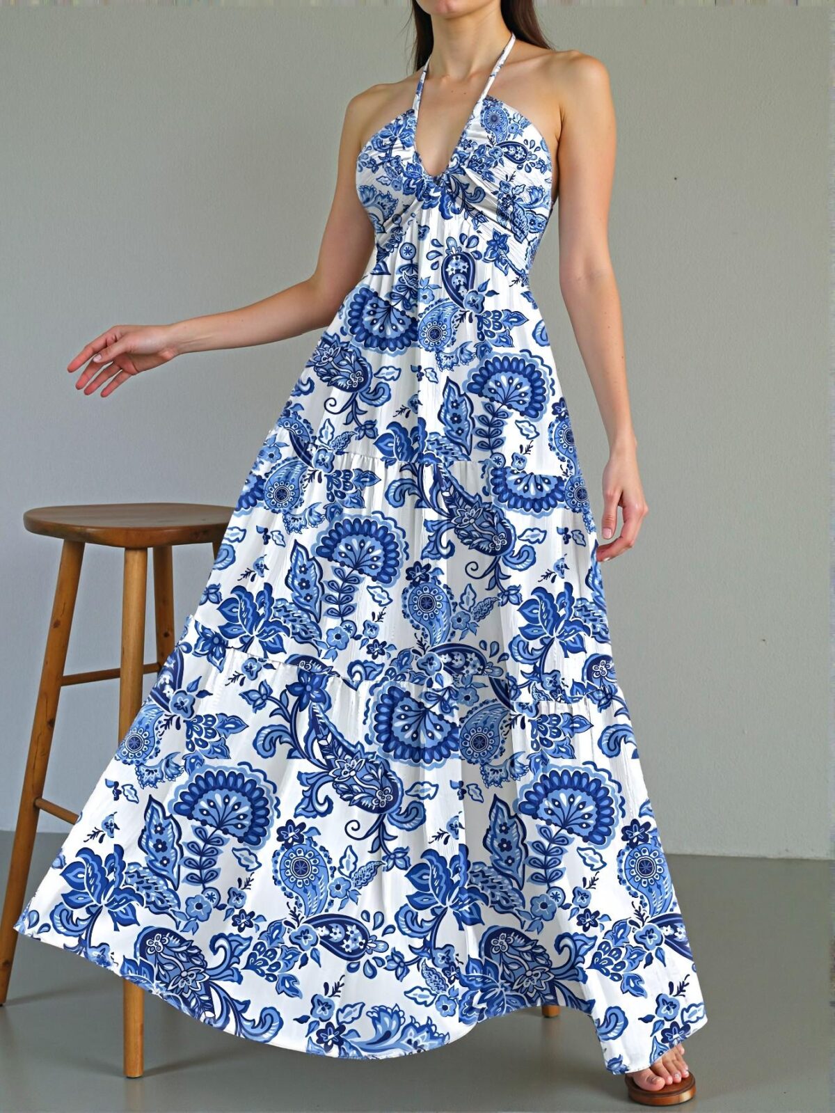 Elegant Blue Oversized Bohemian Print Casual Dress Perfect for Summer, Beach Getaways, Spring Break, Music Festivals, and Graduation Celebrations "Chic, Classy and Trendy Fashion Style to Dress to Impress" - Image 5