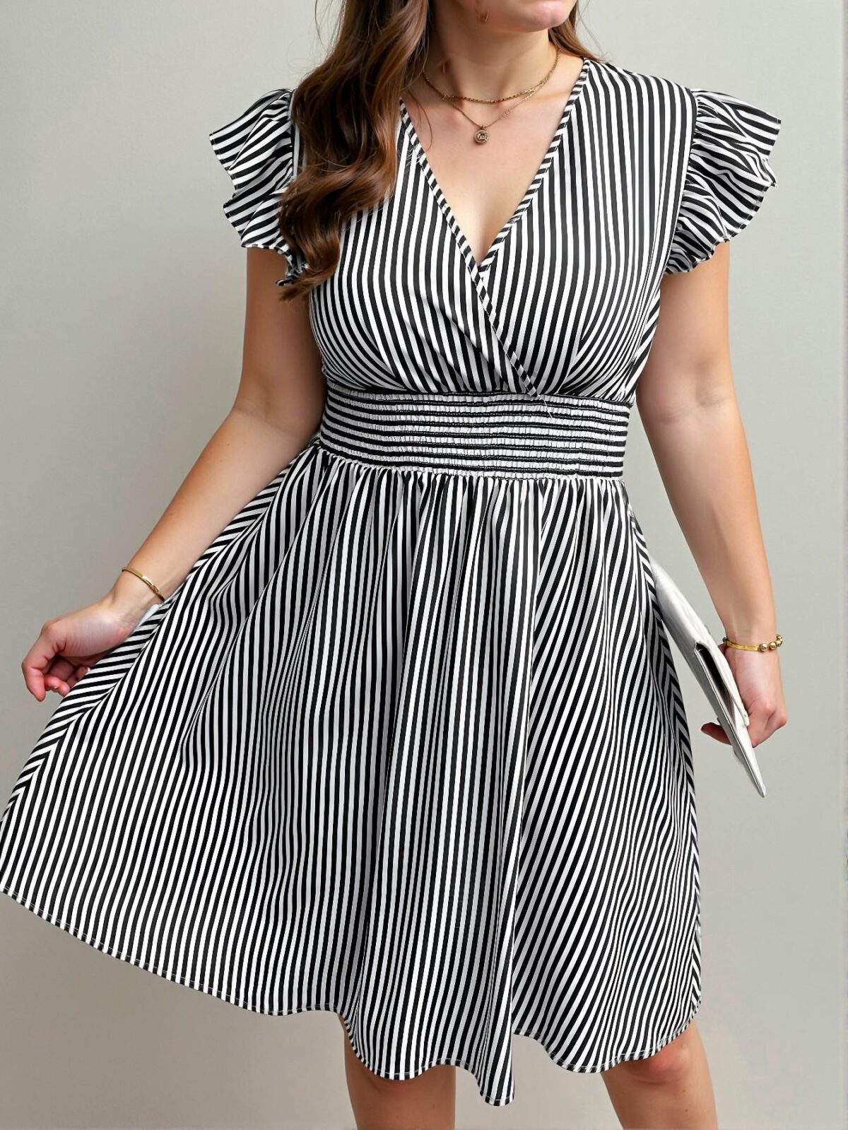 Elegant Navy Blue Flared Cap Sleeve Dress with Waist Tie for Summer - Chic, Classy and Trendy Fashion Style to Dress to Impress