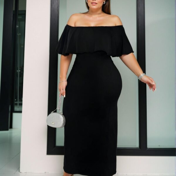 Elegant Black Sophisticated Off Shoulder Bodycon Dress for Special Occasions, Getaways, and Romantic Dates – Chic, Classy, and Trendy Fashion Style to Dress to Impress