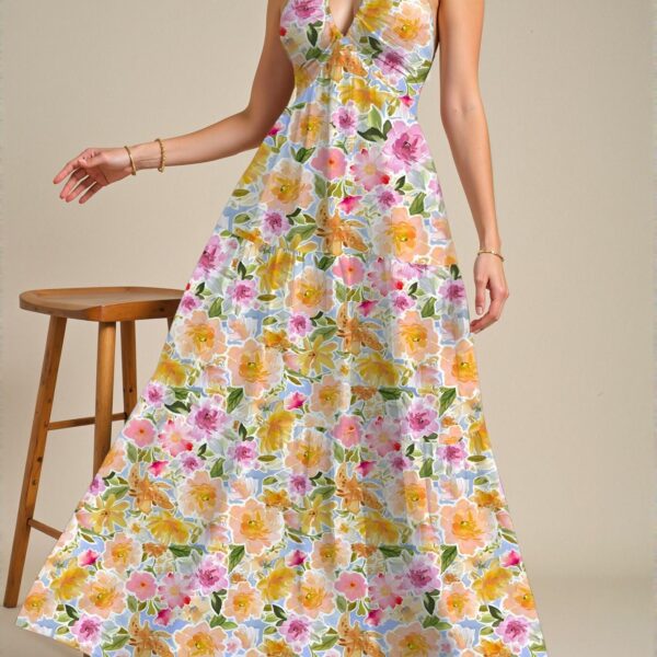 Elegant Multicolor Boho Floral Tie Dye Dress for Summer Beach Getaways and Stylish Gatherings "Chic, Classy and Trendy Fashion Style to Dress to Impress"