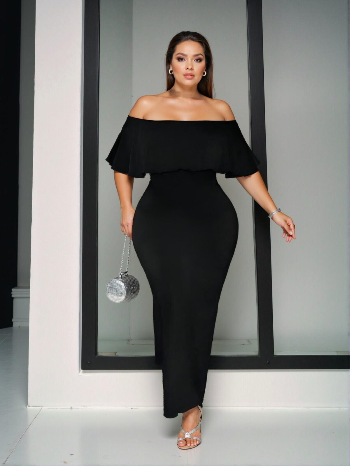 Elegant Black Sophisticated Off Shoulder Bodycon Dress for Special Occasions, Getaways, and Romantic Dates – Chic, Classy, and Trendy Fashion Style to Dress to Impress - Image 2