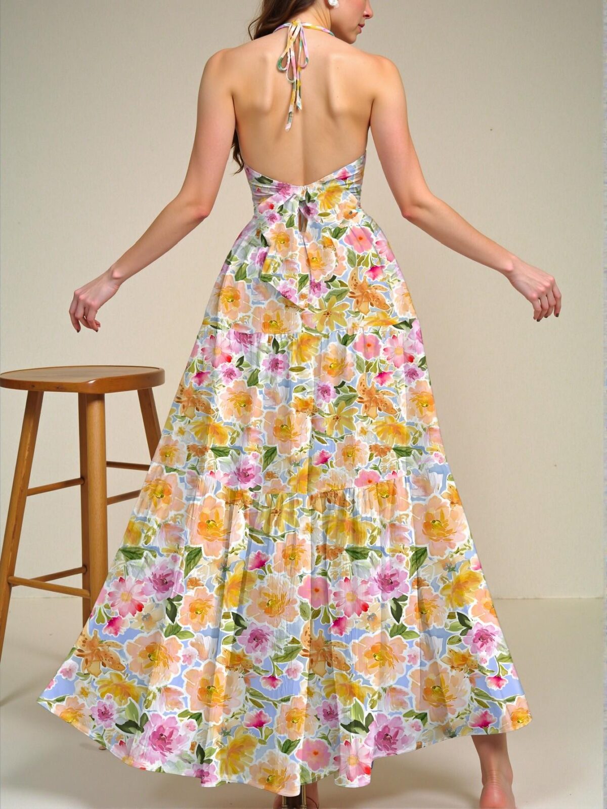 Elegant Multicolor Boho Floral Tie Dye Dress for Summer Beach Getaways and Stylish Gatherings "Chic, Classy and Trendy Fashion Style to Dress to Impress" - Image 2