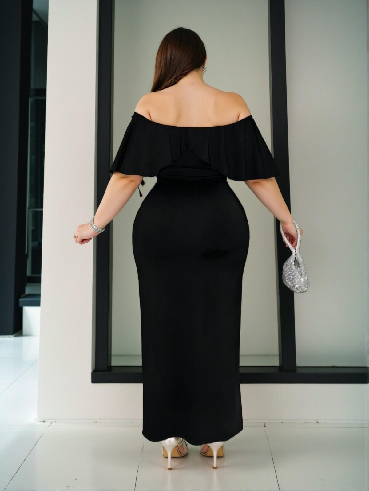 Elegant Black Sophisticated Off Shoulder Bodycon Dress for Special Occasions, Getaways, and Romantic Dates – Chic, Classy, and Trendy Fashion Style to Dress to Impress - Image 3