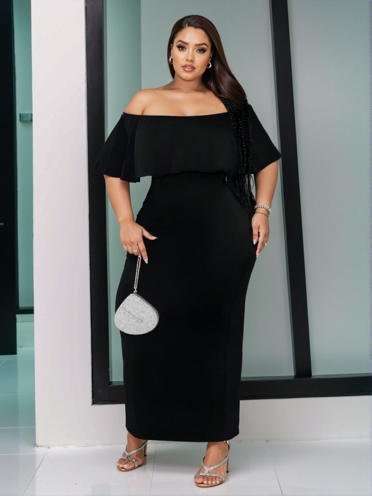 Elegant Black Sophisticated Off Shoulder Bodycon Dress for Special Occasions, Getaways, and Romantic Dates – Chic, Classy, and Trendy Fashion Style to Dress to Impress - Image 4