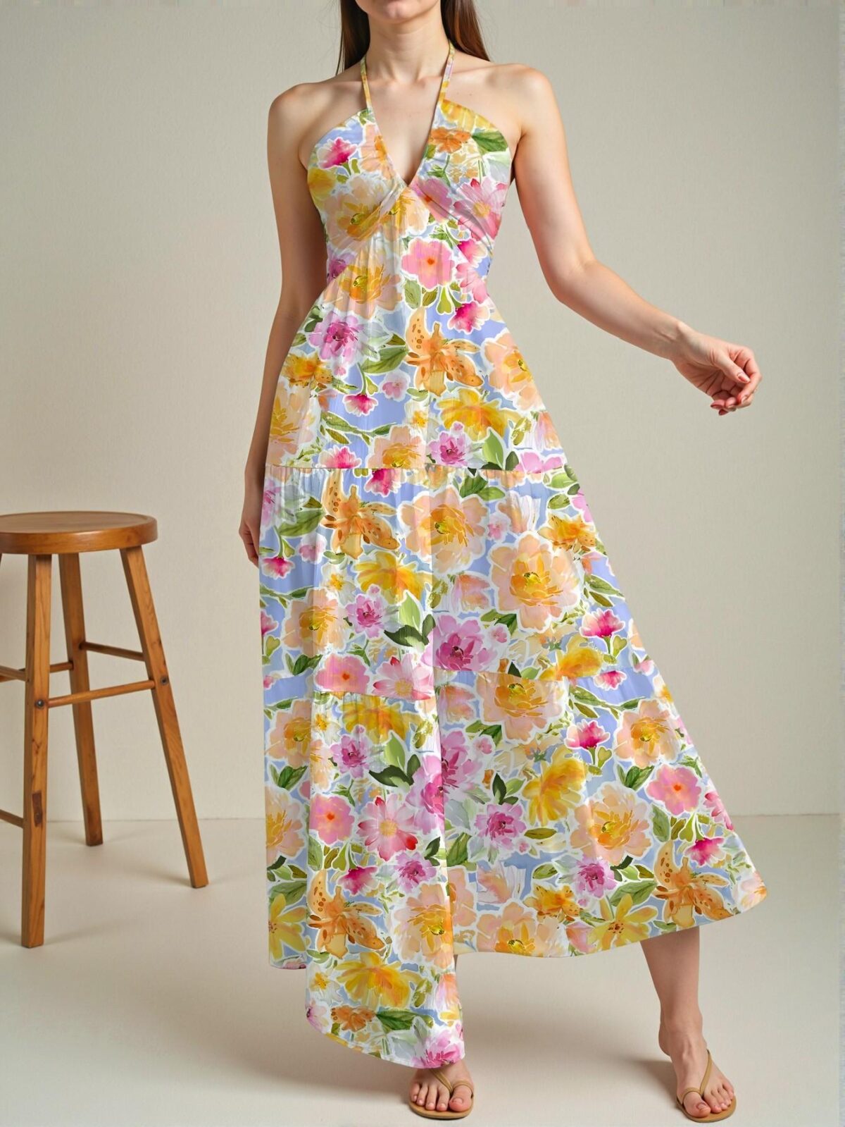 Elegant Multicolor Boho Floral Tie Dye Dress for Summer Beach Getaways and Stylish Gatherings "Chic, Classy and Trendy Fashion Style to Dress to Impress" - Image 5