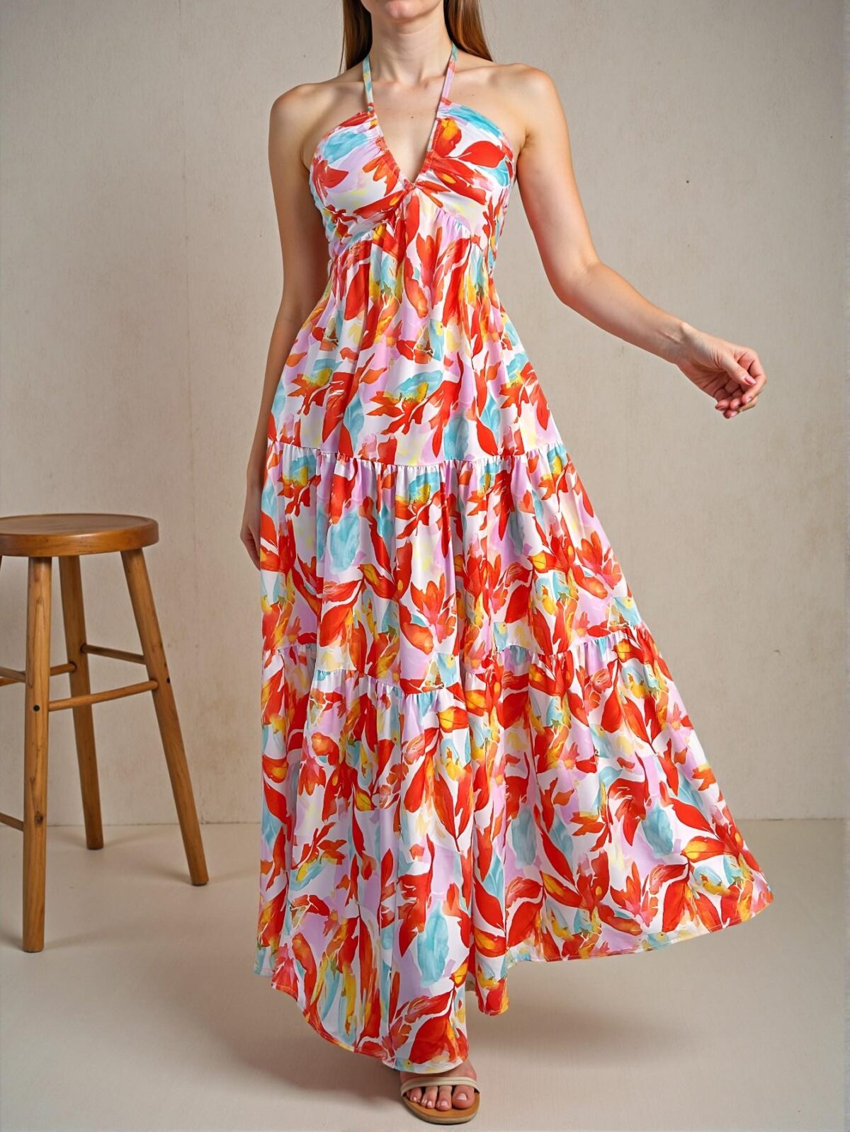 Elegant Multicolor Chic Backless V-Neck Ruched A-Line Dress for Summer Beach Vacations, Perfect for Dates and Romantic Getaways - Chic, Classy and Trendy Fashion Style to Dress to Impress