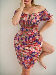 Elegant Multicolor Floral Wrap Dress for Plus Size with Off-Shoulder Design - Chic, Classy and Trendy Fashion Style to Dress to Impress