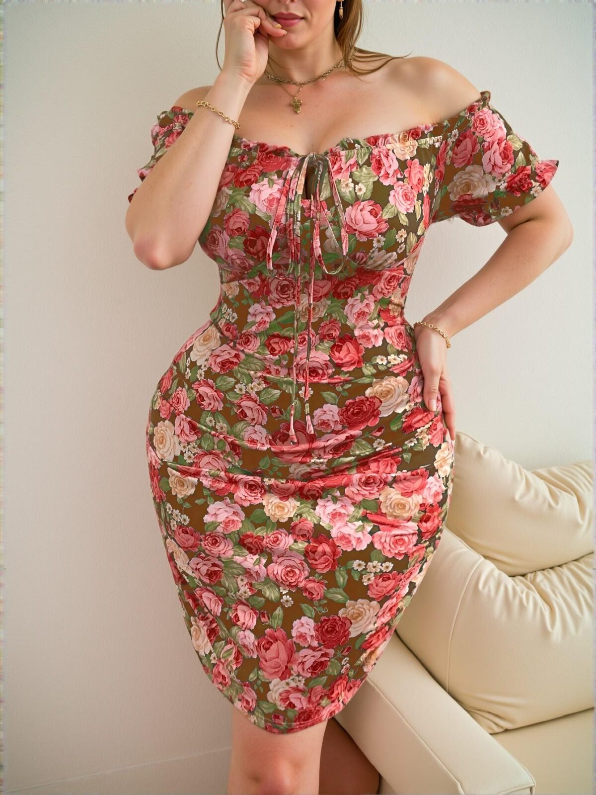 Elegant Multicolor Stylish Plus Size Off-Shoulder Bodycon Dress - Chic, Classy and Trendy Fashion Style to Dress to Impress