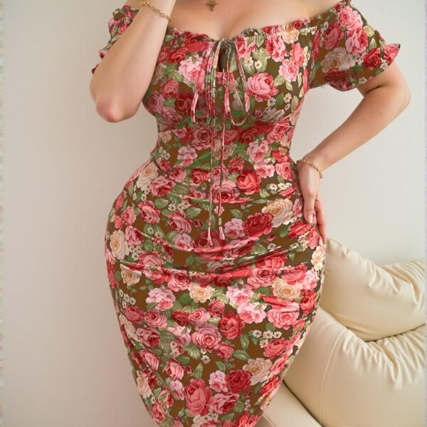 Elegant Multicolor Stylish Plus Size Off-Shoulder Bodycon Dress - Chic, Classy and Trendy Fashion Style to Dress to Impress