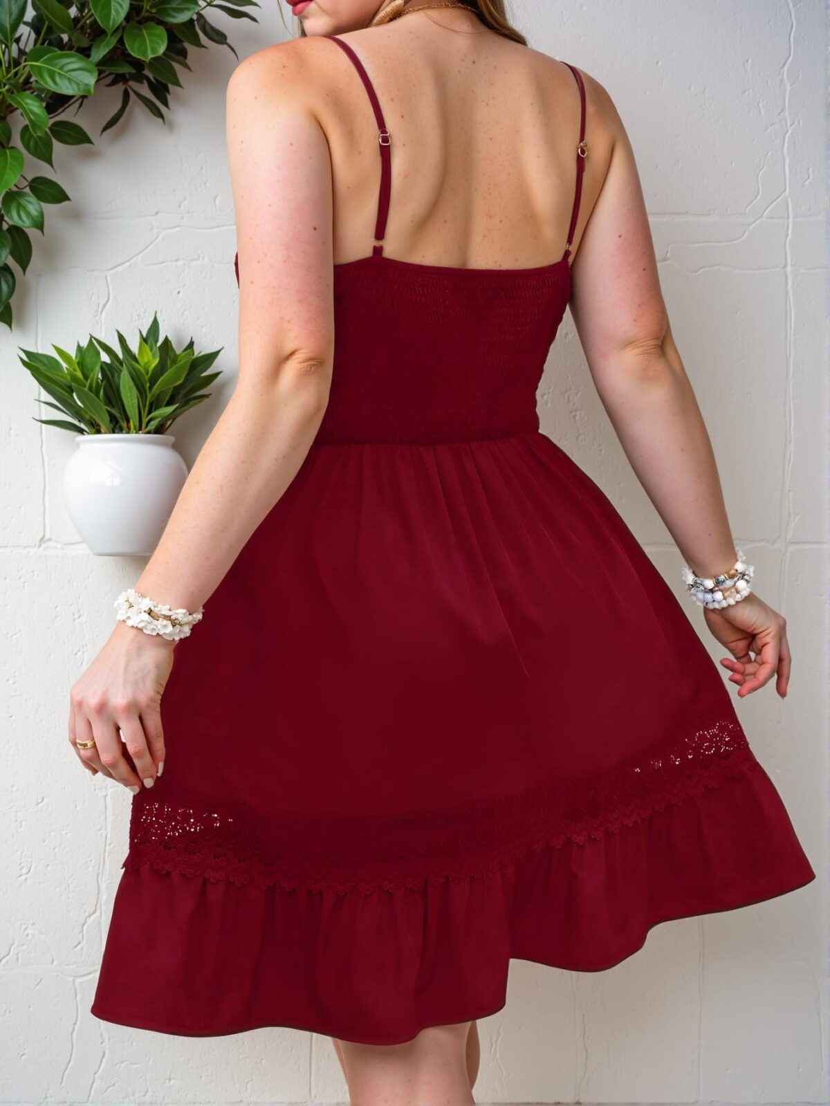 Elegant Red Stunning Lace Splice Cami Dress for New Year and Summer - Chic, Classy and Trendy Fashion Style to Dress to Impress - Image 2