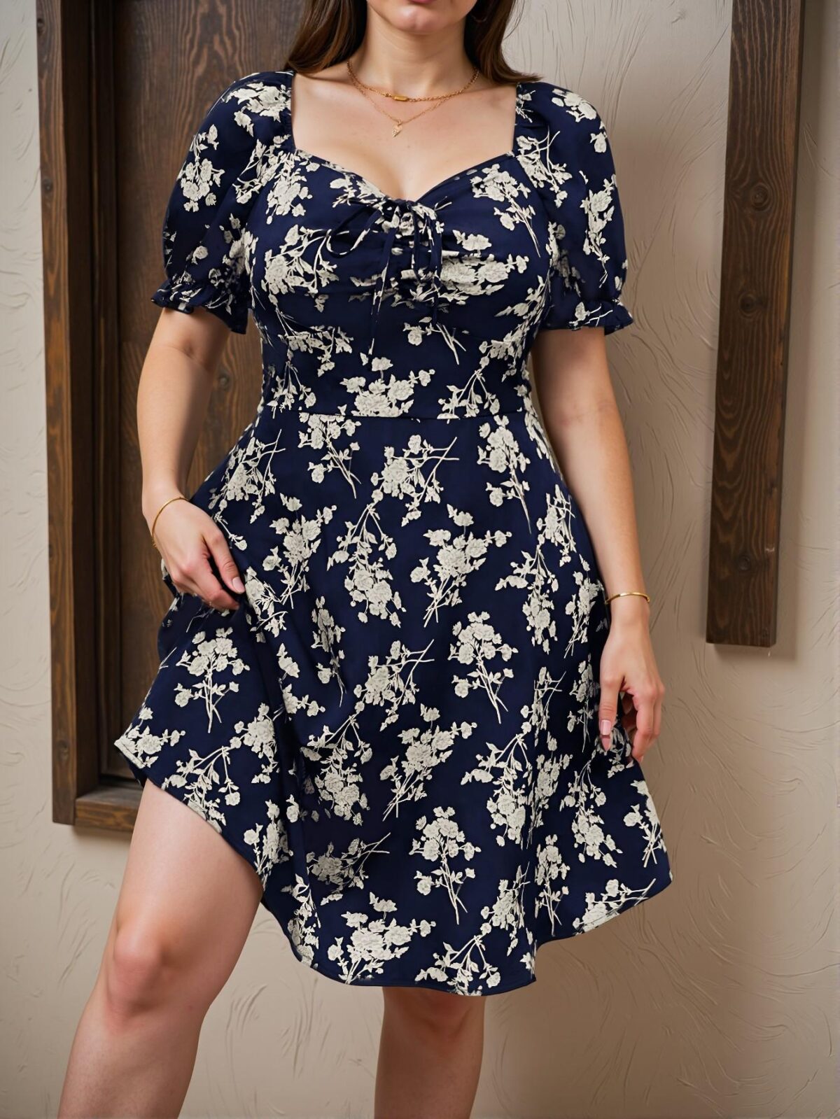 Elegant Blue Flared A-Line Dress with Sweetheart Neckline and Puff Sleeves - Chic, Classy and Trendy Fashion Style to Dress to Impress