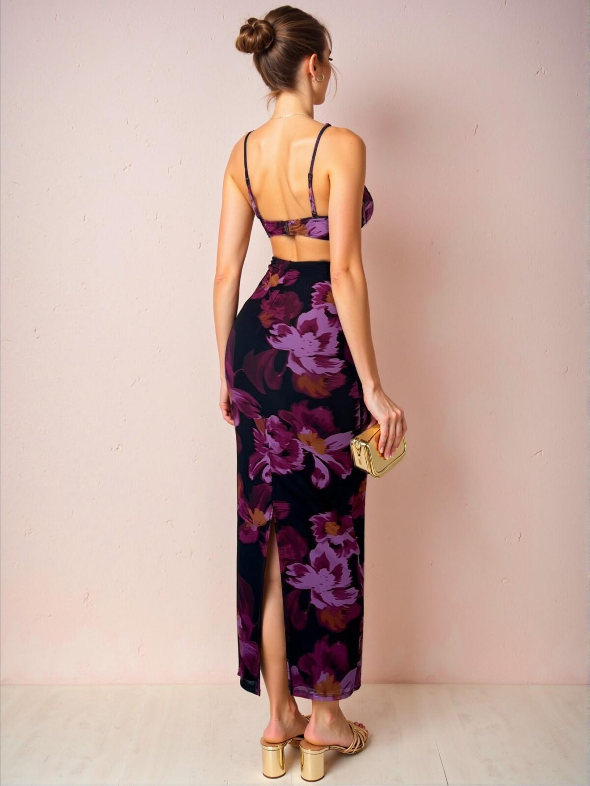 Elegant Multicolor Floral-Print Maxi Dress with Lace Trim and Spaghetti Straps, Curve-Hugging Design Perfect for Vacation, Romantic Date Nights, or Wedding Guests – Chic, Classy, and Trendy Fashion Style to Dress to Impress - Image 2