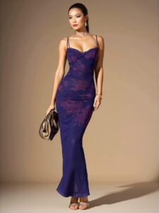 Elegant Multicolor Elegant Floral Patterned Lace Trim Maxi Camisole Dress - Chic, Classy and Trendy Fashion Style to Dress to Impress
