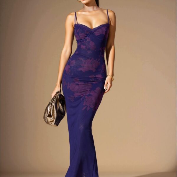 Elegant Multicolor Elegant Floral Patterned Lace Trim Maxi Camisole Dress - Chic, Classy and Trendy Fashion Style to Dress to Impress