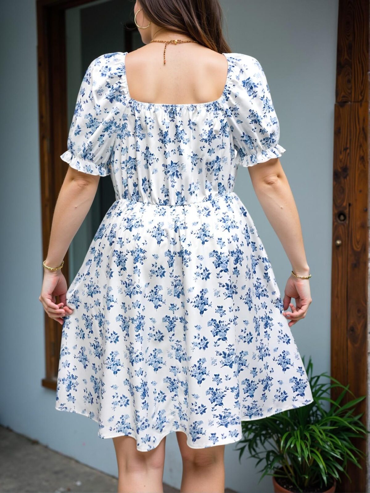 Elegant Multicolor Ditsy Floral Puff Sleeve Sweetheart Neck A-Line Dress Chic, Classy and Trendy Fashion Style to Dress to Impress - Image 2