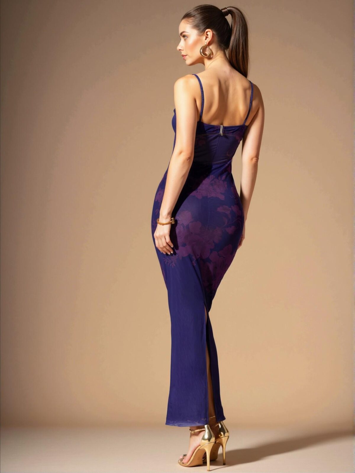 Elegant Multicolor Elegant Floral Patterned Lace Trim Maxi Camisole Dress - Chic, Classy and Trendy Fashion Style to Dress to Impress - Image 2