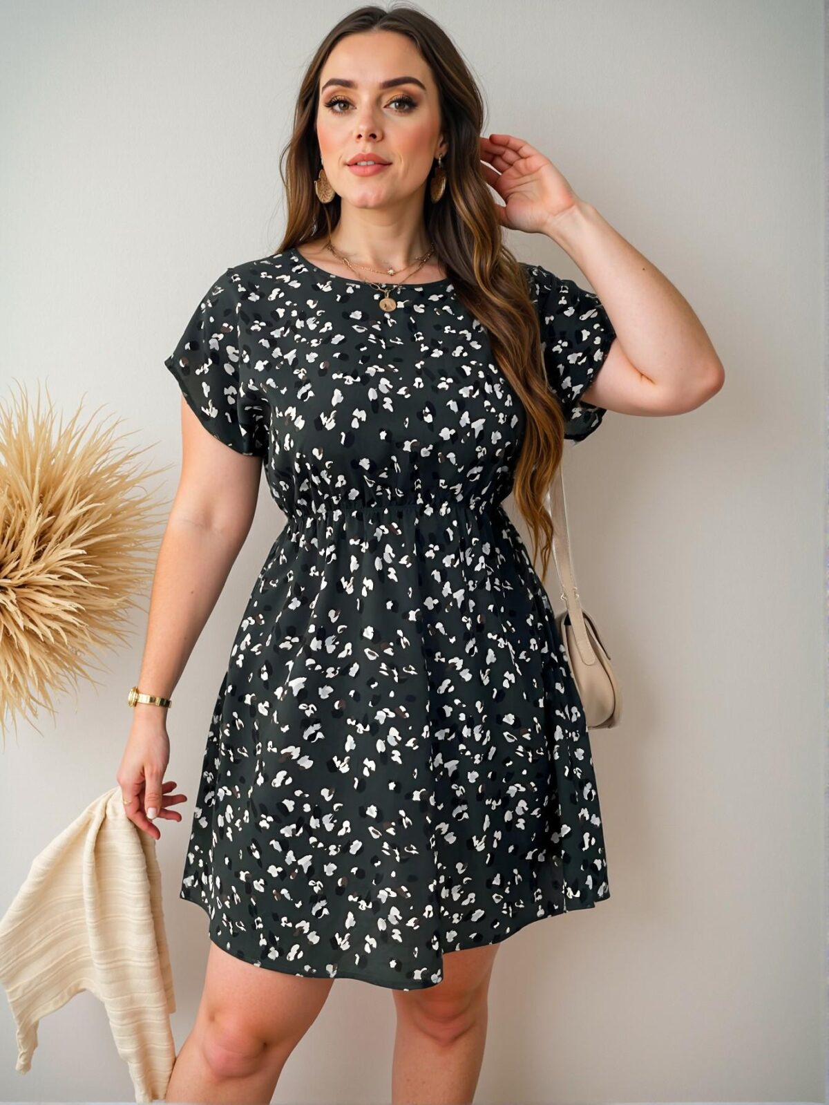 Elegant Multicolor Plus Size Batwing Sleeve Floral Dress for Summer Chic, Classy and Trendy Fashion Style to Dress to Impress - Image 3