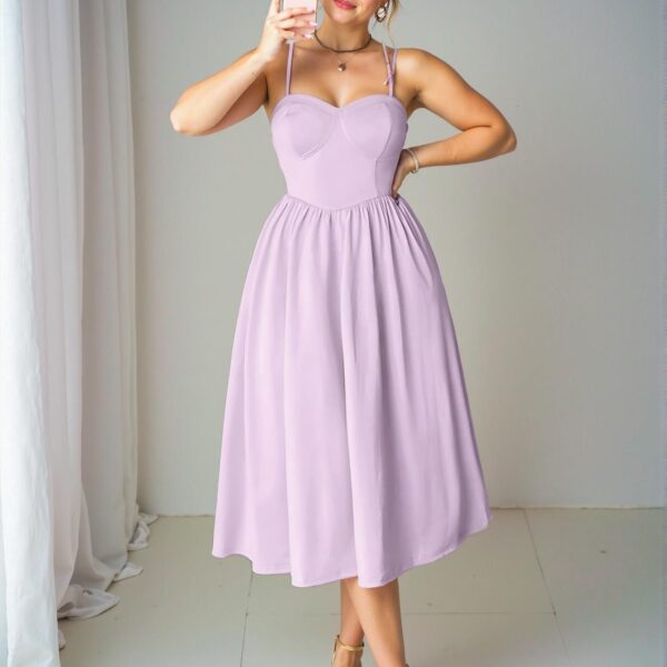 Elegant Mauve Purple Chic Plus Size Cami Dress with Backless and Criss-Cross Details for a Memorable Valentine's Day, Chic, Classy and Trendy Fashion Style to Dress to Impress
