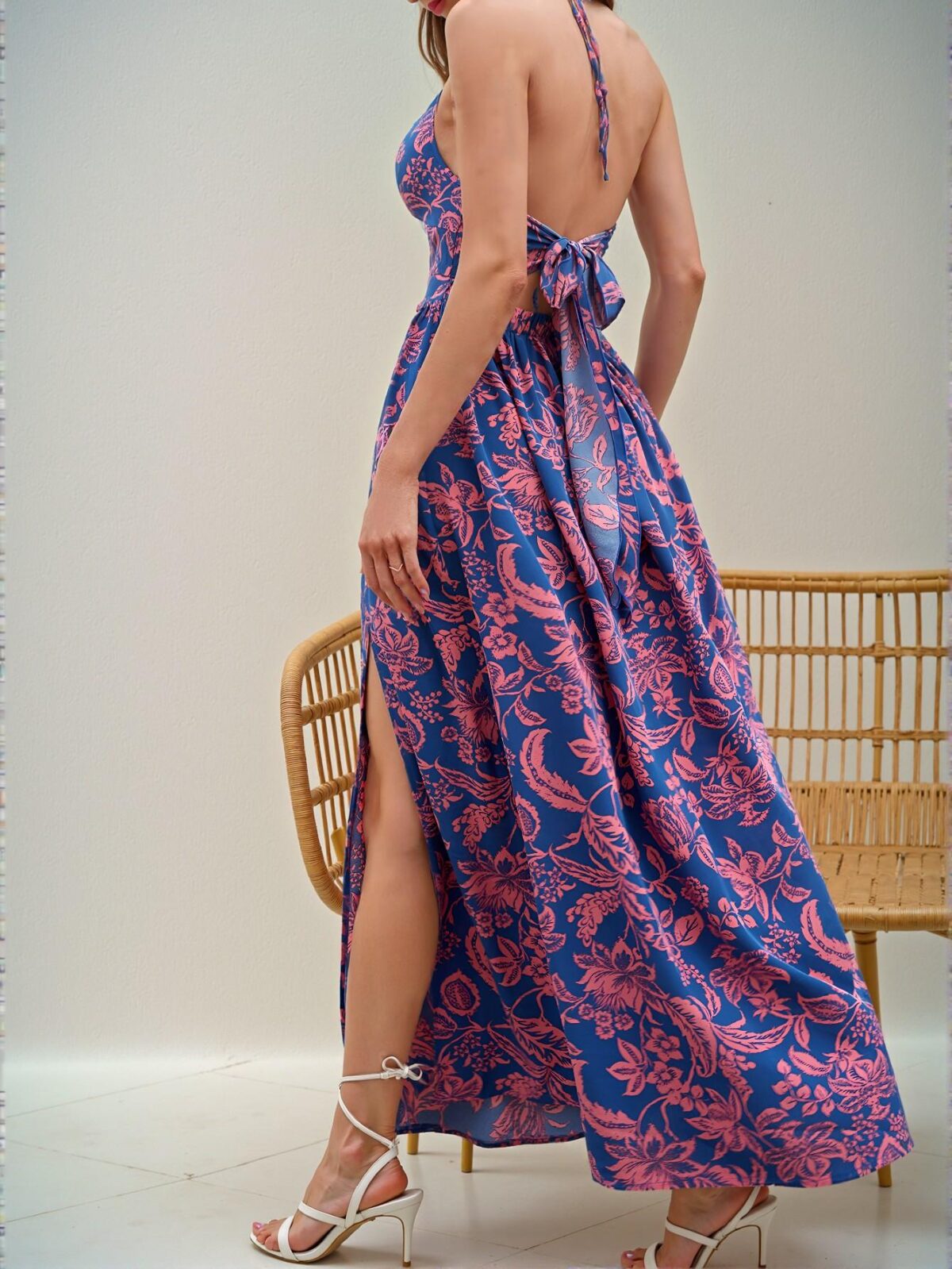 Elegant Multicolor Tropical Print Twist Front Cut-Out Maxi Dress for Stunning Beach Getaways - Chic, Classy and Trendy Fashion Style to Dress to Impress - Image 2