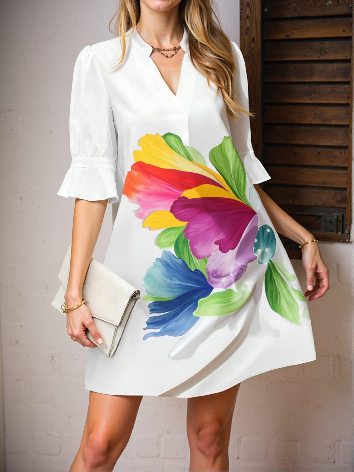 Elegant Dusty Purple Casual Floral Mini Dress Perfect for Summer Getaways and Relaxed Vacations Chic, Classy and Trendy Fashion Style to Dress to Impress - Image 4