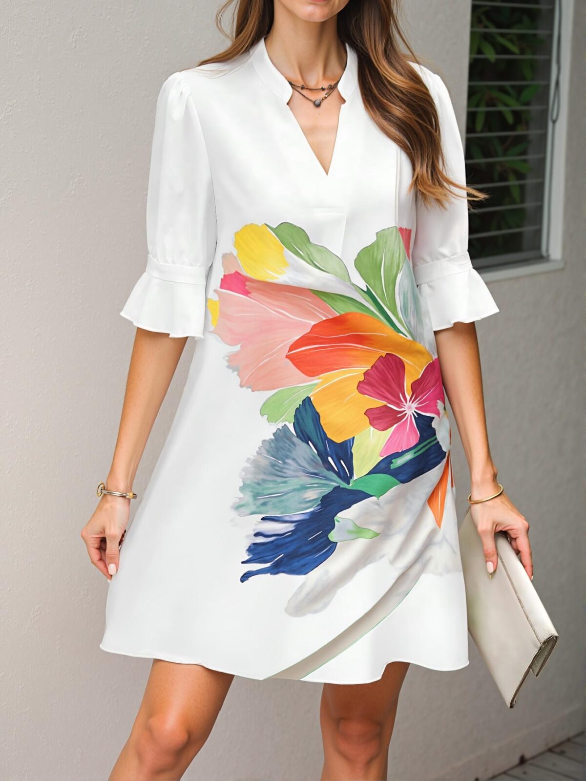 Elegant Dusty Purple Casual Floral Mini Dress Perfect for Summer Getaways and Relaxed Vacations Chic, Classy and Trendy Fashion Style to Dress to Impress - Image 5
