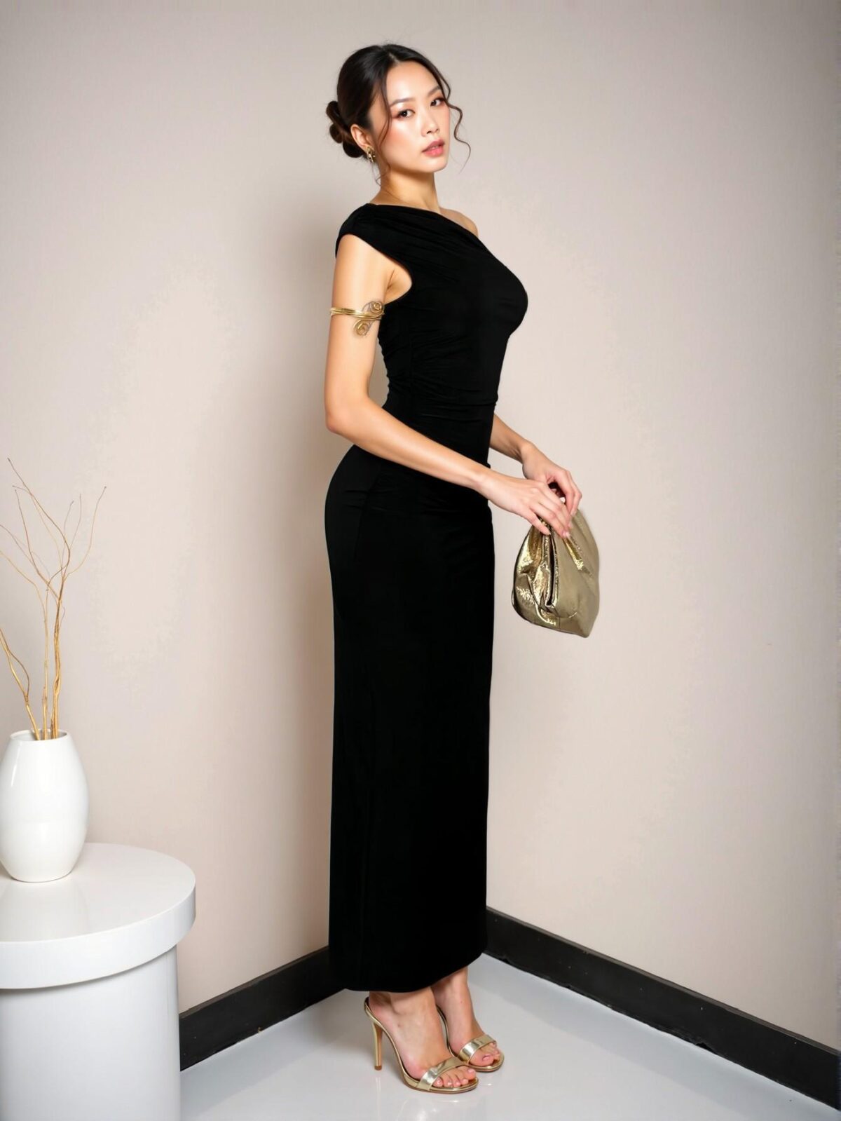 Elegant Black Asymmetrical Ruched Bodycon Dress for Beach, Club, and Formal Occasions - Chic, Classy and Trendy Fashion Style to Dress to Impress - Image 3