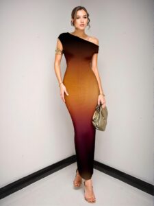 Elegant Multicolor Asymmetrical Ruched Bodycon Dress with Batwing Sleeves for Weddings, Beach Resort, and Graduation Celebrations – Chic, Classy and Trendy Fashion Style to Dress to Impress