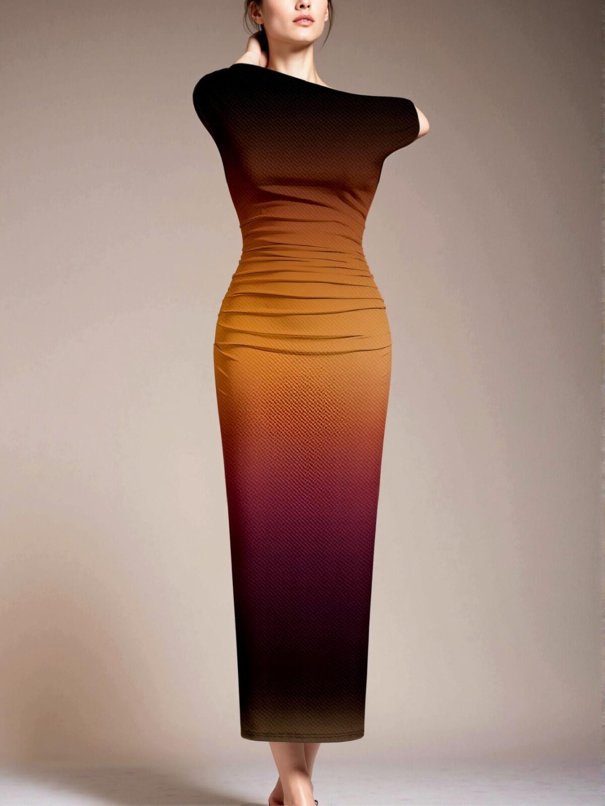 Elegant Multicolor Asymmetrical Ruched Bodycon Dress with Batwing Sleeves for Weddings, Beach Resort, and Graduation Celebrations – Chic, Classy and Trendy Fashion Style to Dress to Impress - Image 4