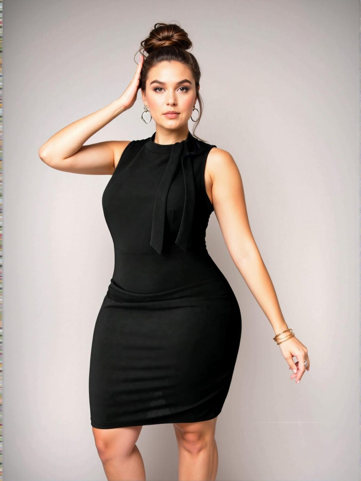 Elegant Black Bodycon Mini Dress with Draped and Ruched Details – Chic, Classy and Trendy Fashion Style to Dress to Impress - Image 3