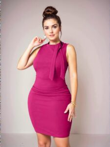 Elegant Hot Pink Fitted Stretchy Sleeveless Bodycon Mini Dress Chic, Classy and Trendy Fashion Style to Dress to Impress