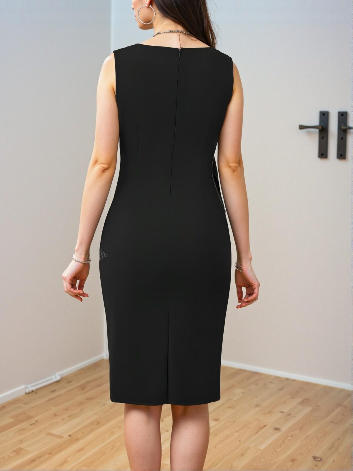 Elegant Black Sophisticated Sleeveless Bodycon Dress Perfect for Office and Casual Wear - Chic, Classy and Trendy Fashion Style to Dress to Impress - Image 2