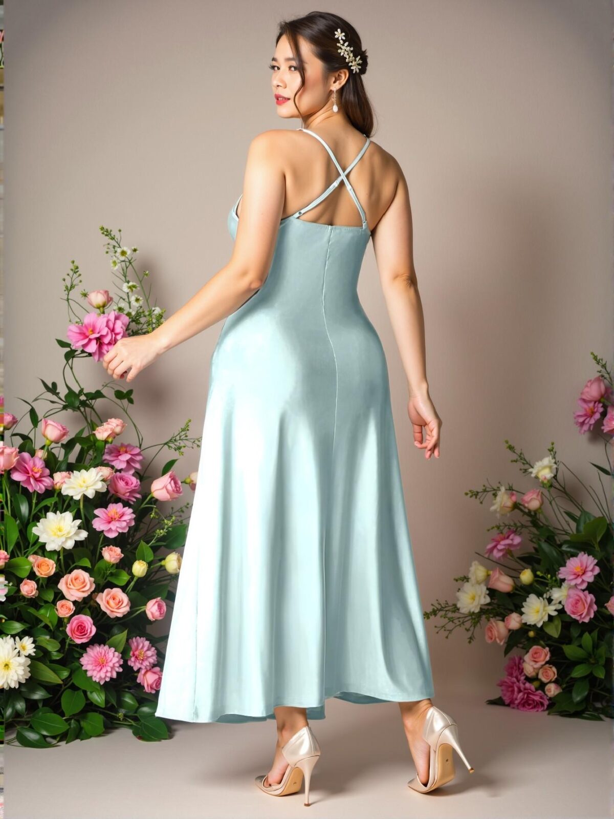 Elegant Blue Strappy Slit Fishtail Gown for Formal Cocktail Events – Chic, Classy, and Trendy Fashion Style to Dress to Impress - Image 2