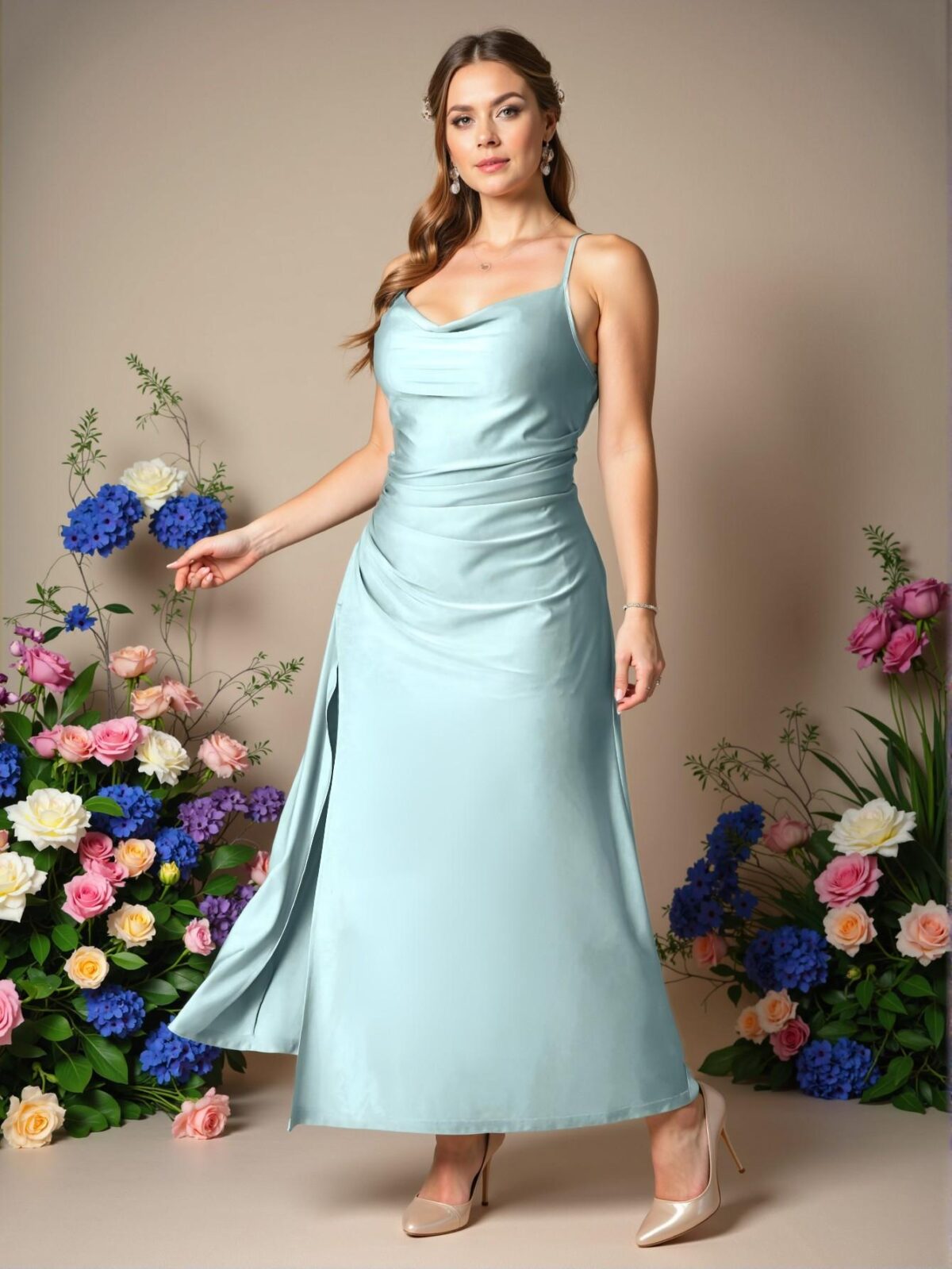 Elegant Blue Strappy Slit Fishtail Gown for Formal Cocktail Events – Chic, Classy, and Trendy Fashion Style to Dress to Impress - Image 4
