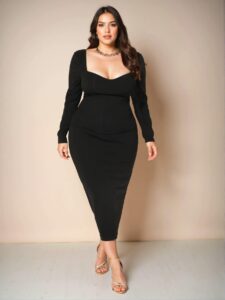 Elegant Black Stretchy Knit Bodycon Bodysuit with Velvet Stripes for Parties and Dates - Chic, Classy, and Trendy Fashion Style to Dress to Impress