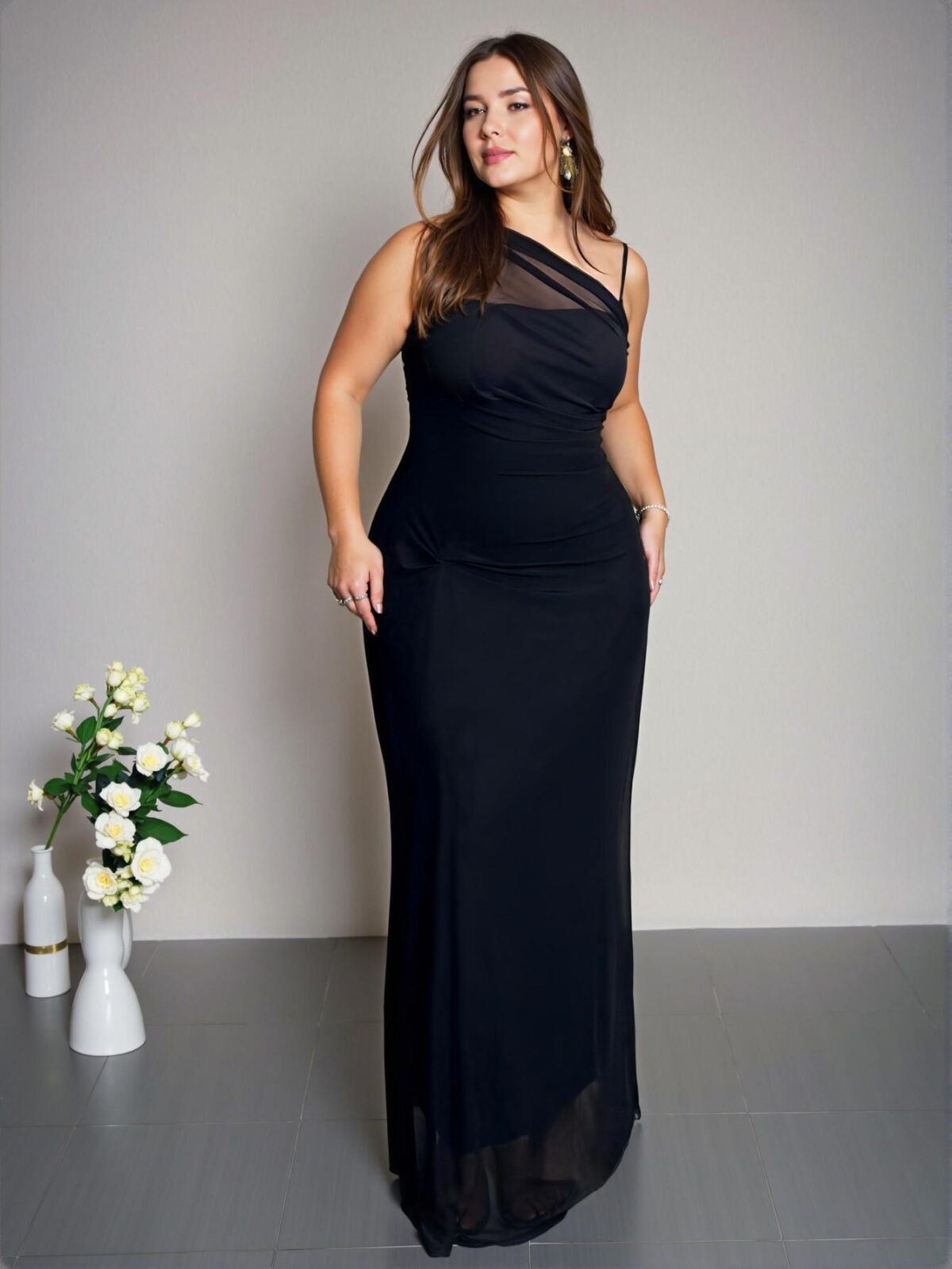 Elegant Black Asymmetrical Neck Ruched Bodycon Maxi Dress for Office, Festivals, and Vacations - Chic, Classy and Trendy Fashion Style to Dress to Impress