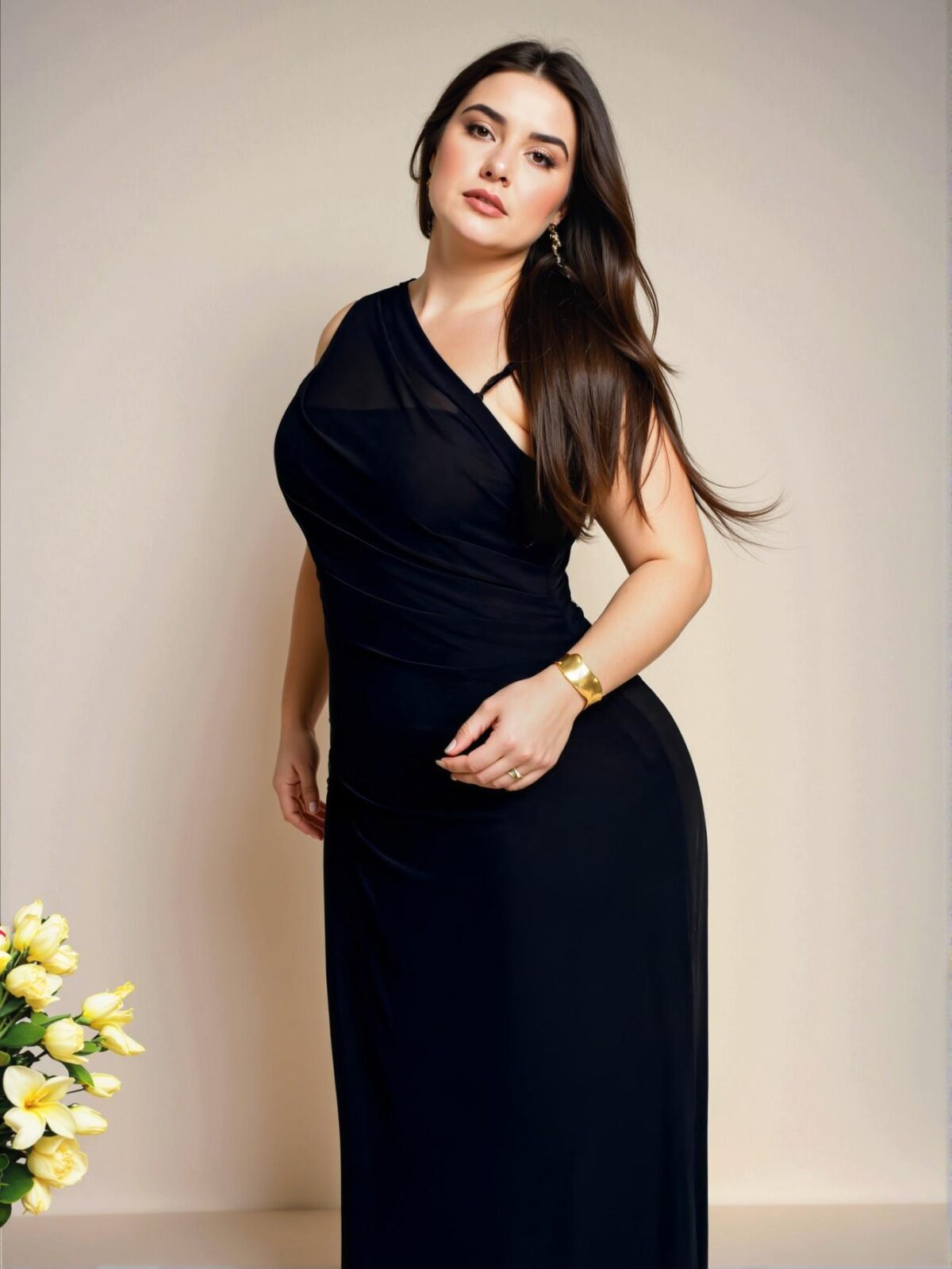 Elegant Black Asymmetrical Neck Ruched Bodycon Maxi Dress for Office, Festivals, and Vacations - Chic, Classy and Trendy Fashion Style to Dress to Impress - Image 2