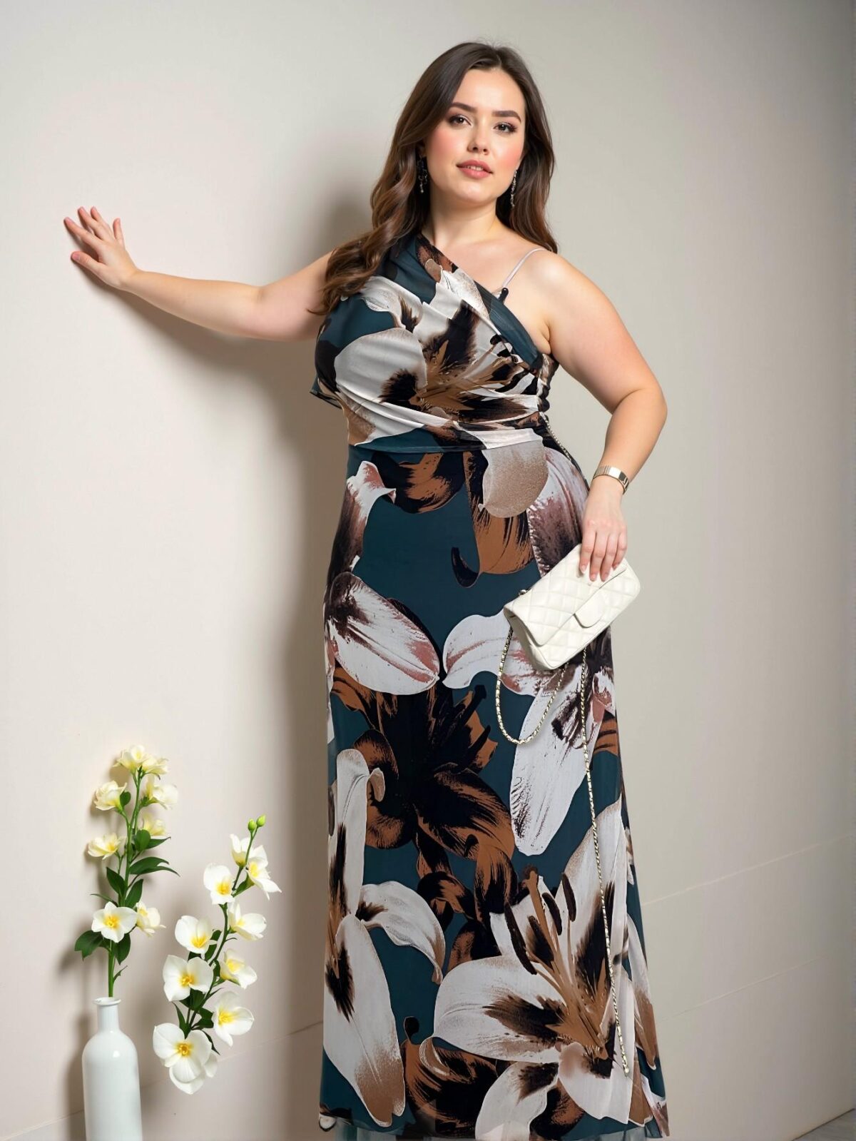 Elegant Multicolor Asymmetrical Neck Ruched Bodycon Maxi Dress for Casual Office and Beach Vacations – Chic, Classy and Trendy Fashion Style to Dress to Impress - Image 5