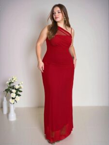 Elegant Red Exquisite Plus Size Fashionable Bodycon Maxi Dress for Office, Travel, and Events - Chic, Classy and Trendy Fashion Style to Dress to Impress