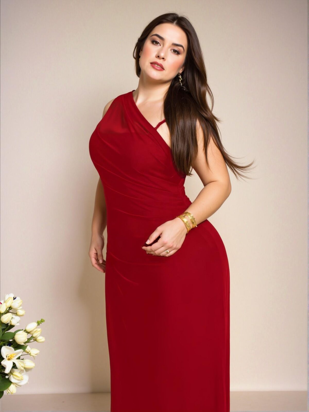 Elegant Red Exquisite Plus Size Fashionable Bodycon Maxi Dress for Office, Travel, and Events - Chic, Classy and Trendy Fashion Style to Dress to Impress - Image 3
