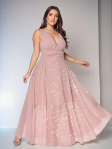 Elegant Dusty Pink Flared High Waist A-Line Backless Chiffon Dress Chic, Classy and Trendy Fashion Style to Dress to Impress