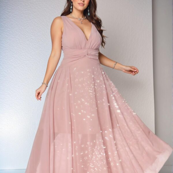 Elegant Dusty Pink Flared High Waist A-Line Backless Chiffon Dress Chic, Classy and Trendy Fashion Style to Dress to Impress