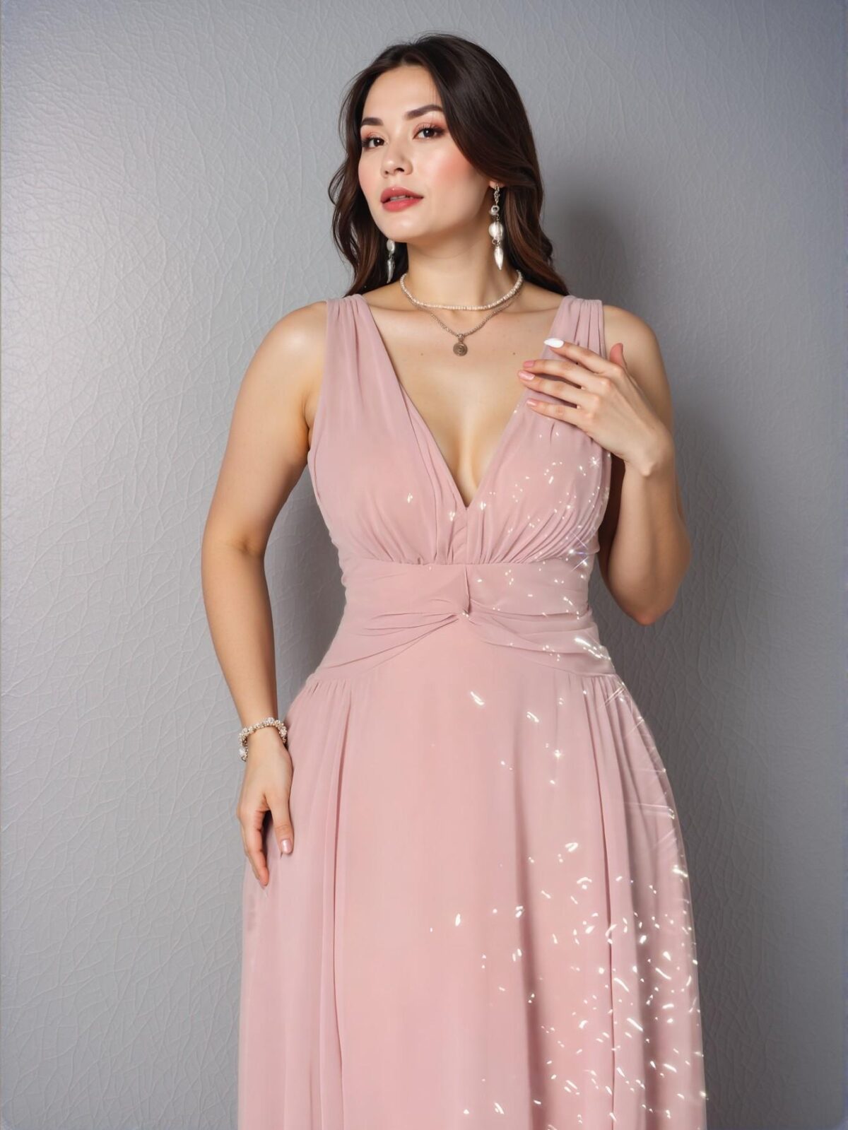 Elegant Dusty Pink Flared High Waist A-Line Backless Chiffon Dress Chic, Classy and Trendy Fashion Style to Dress to Impress - Image 4