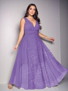 Elegant Purple Romantic Sleeveless Chiffon A-Line Dress for Women - Chic, Classy and Trendy Fashion Style to Dress to Impress