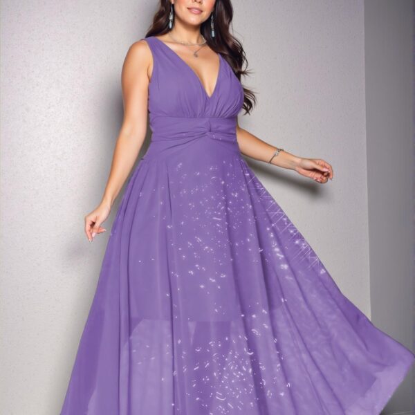 Elegant Purple Romantic Sleeveless Chiffon A-Line Dress for Women - Chic, Classy and Trendy Fashion Style to Dress to Impress