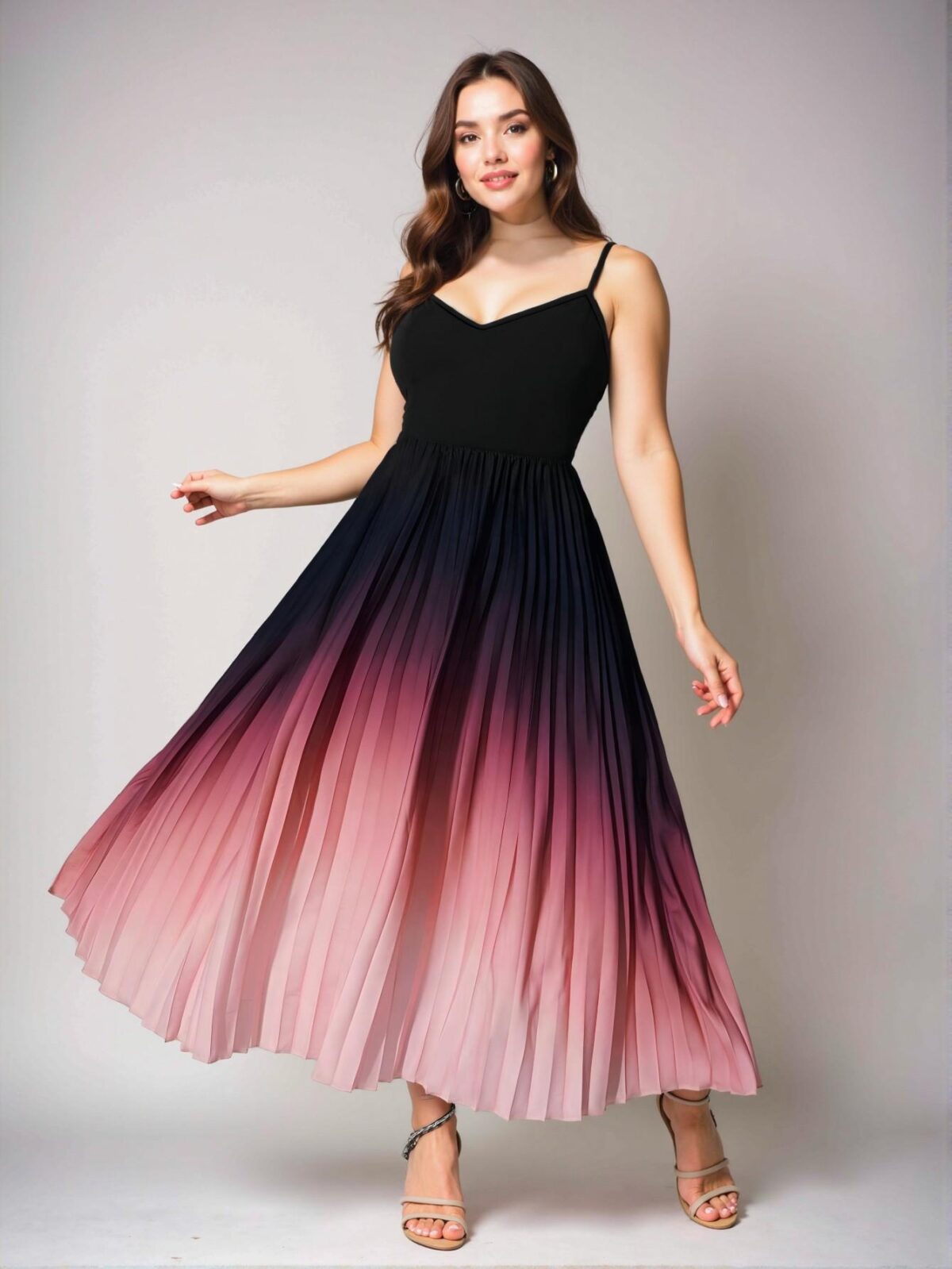 Elegant Black Pleated Ruffle Sleeveless Maxi Dress for Plus Sizes - Chic, Classy and Trendy Fashion Style to Dress to Impress