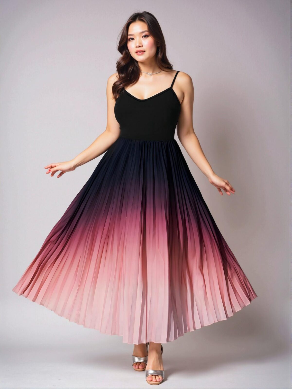 Elegant Black Pleated Ruffle Sleeveless Maxi Dress for Plus Sizes - Chic, Classy and Trendy Fashion Style to Dress to Impress - Image 2
