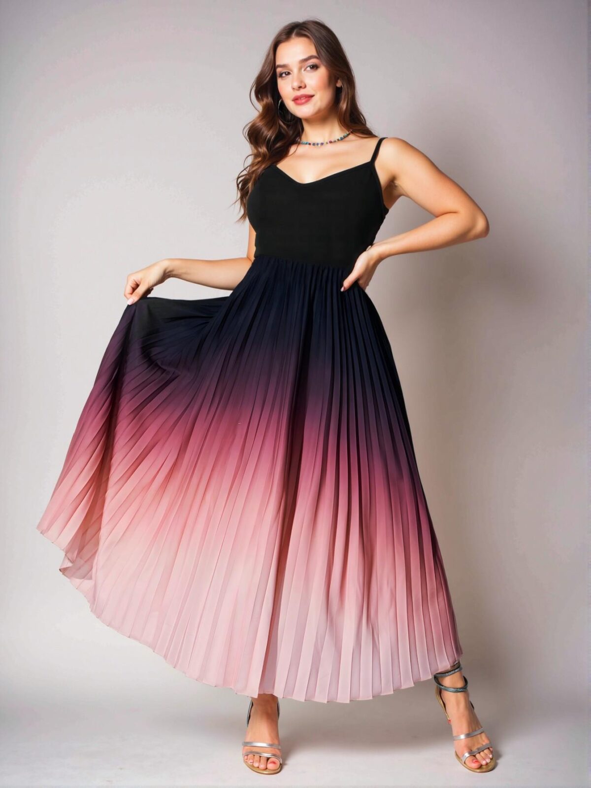 Elegant Black Pleated Ruffle Sleeveless Maxi Dress for Plus Sizes - Chic, Classy and Trendy Fashion Style to Dress to Impress - Image 3