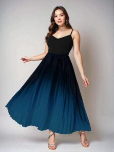 Elegant Blue Plus Size Gradient Ruffle Cami Maxi Dress for Women - Chic, Classy and Trendy Fashion Style to Dress to Impress